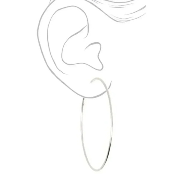 COPY - Claire's Oversized Silvertone 3" Earrings.… - Picture 1 of 2